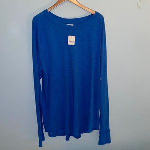 Free People  * NWT  * Bright Blue Long Sleeve Jersey * Xtra Large